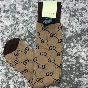 Gucci Brown Patterned tall socks